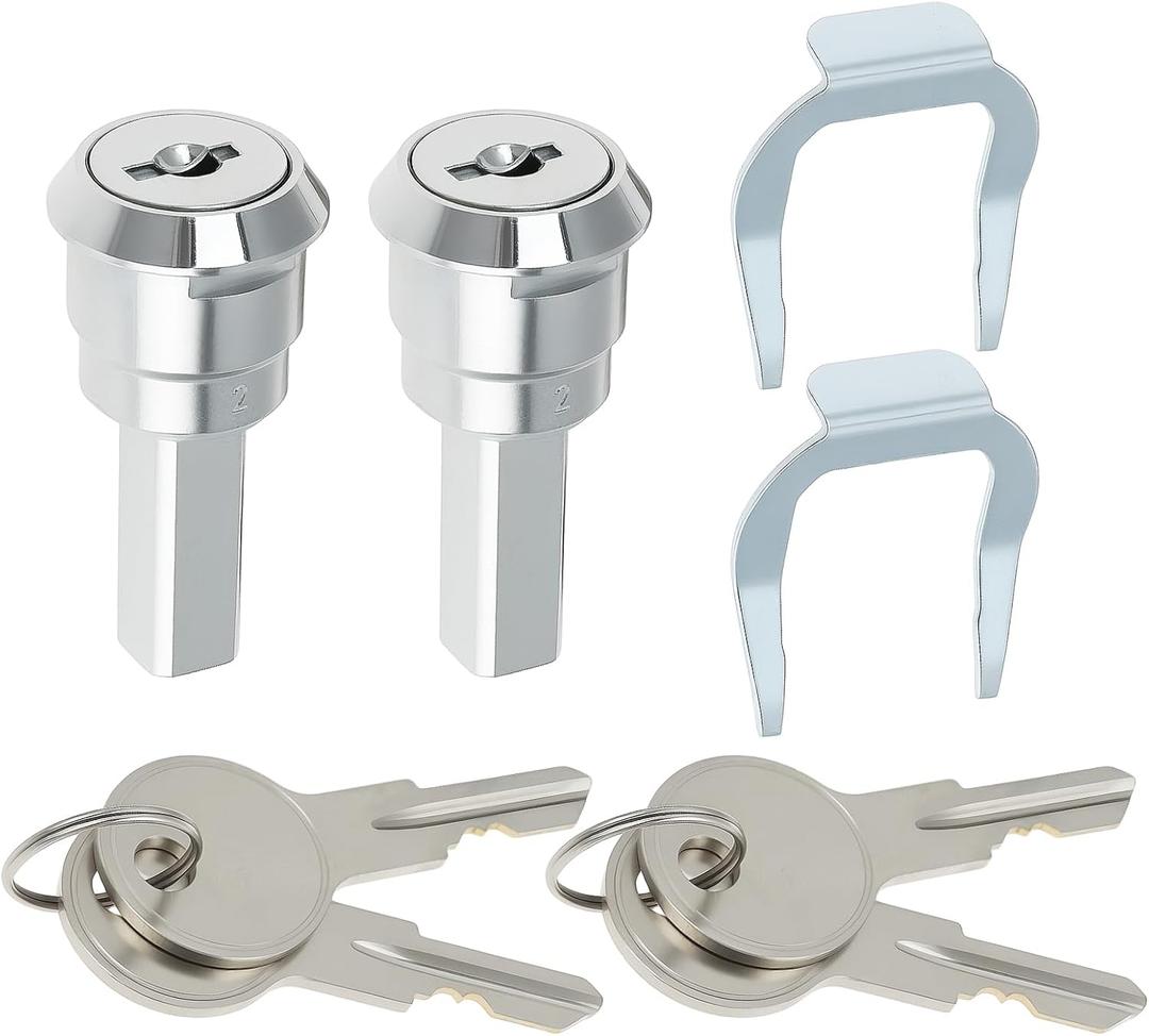 2 PCs Stainless Steel Toolbox Lock with Fastening Tab and Keys for Steel & Tin Cabinets