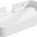 Danpoo 8-Inch Small Wall Shelf, Clear Tempered Glass with Matte White Aluminum Frame  Sleek Floating Bathroom Organizer