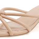 Women's Spaghetti Strap Square Open Toe Kitten Heel High Heel Sandals, Knot Design, Summer Fashion Slippers, Heel Height 1.8~2 inches (Nude)