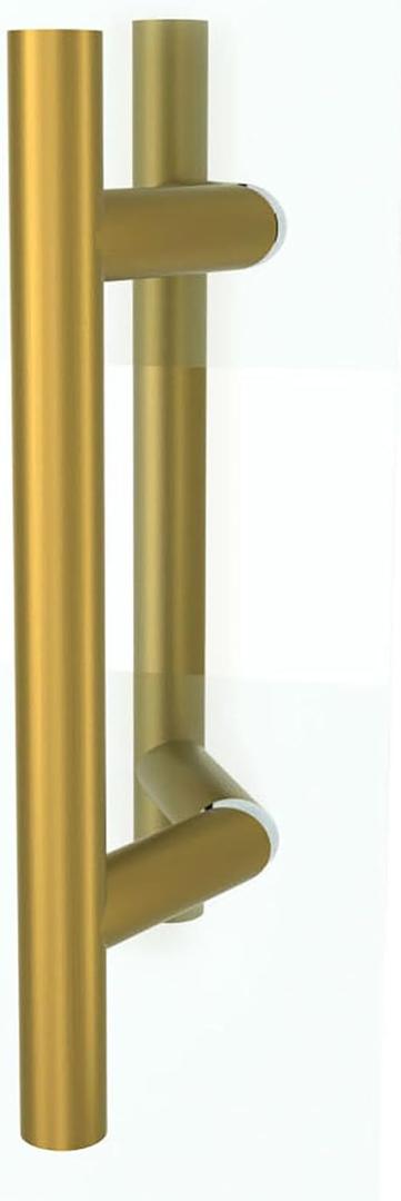 12" Round Offset Barn Door Handle Double Sided Stainless Steel, French Push Pull Door Handle Brushed Titanium Gold, Long Sliding Home Handle