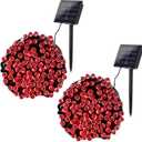 Joomer Red Solar Christmas Lights, 2 Pack Total 144FT 400 LED 8 Modes Waterproof Solar Christmas Lights Outdoor for Garden Yard Patio Christmas Decoration
