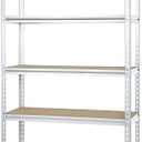 Amazon Basics 5-tier Medium Duty Storage Shelving Single Post Press Board Shelf - 48 x 18 x 72 Inches, Aluminum