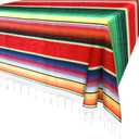 84 x 59 Inch Serape Bay Window Blanket & Tablecloth, Tatami Bed Cover, Tapestry Picnic Mat for Mexican Party & Wedding Decorations (Red)