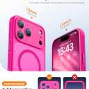 BXYJY for iPhone 17 Pro Magnetic Case with Kickstand, Camera Control, Compatible with MagSafe, Full Lens Protection, Military Grade Shockproof, Translucent Slim Thin Cover for iPhone 17 Pro, Hot Pink