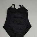 Tempt Me Women Ruched Slimming One Piece Swimsuits Tummy Control Vintage Bathing Suits (Black, M)