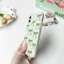 NITITOP Compatible with iPhone 11 Case Cute Bow Knot Ribbon Pattern for Girls Women Trendy Bowknot Slim Fit TPU Bumper Silicone Shockproof Full Camera Protection Cover - Green