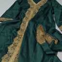 PolyJolly Gold Applique Abaya Dress for Women Dubai Sadui Fancy Moroccan Arabic Jalabiya Eid Collection, Small
