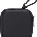 Ginsco Mini-Portable Hard Shell Square Earbuds Case for Apple EarPods/Samsung Galaxy Wired/Wireless Earbuds, Cell Phone Accessories Organizer with Carabiner for Earphones Tech Pouch (Black)