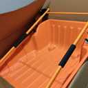 Folding Snow Pusher Scoop Shovel with Wheels and Handle - Orange - 24" x 26" x 58" (L x W x H)