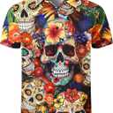 Men's Novelty Short Sleeve Button Down Shirts (Medium)