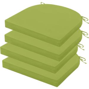 Outdoor Chair Cushions Set of 4, 17x16x2 Inch Patio Furniture Cushions, Water Resistant, Non-Slip Ties (Grass Green)