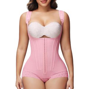 SHAPSHE Fajas Colombianas Moldeadoras Postpartum Stage 2/3 Body Shaper Tummy Control Shapewear for Women with 8 Bones (XX-Large, Pink)