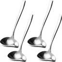 Mifoci 4 Pcs 7.3 Inch Stainless Steel Gravy Ladle with Spout, Small Sauce Drizzle Spoon for Serving Sauces Chocolates, Silver Serving Ladles for Kitchen