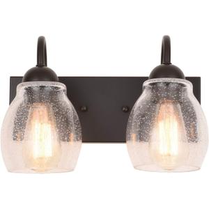 ALICE HOUSE 13" Vanity Lights with Seeded Glass,2 Light Wall Sconce Lighting, Brown Bathroom Lights Over Mirror, Farmhouse Bathroom Lighting, ETL Listed, AL9081-W2