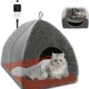 BWOGUE Indoor Heated Cat Bed, 2 in 1 Heated Cat Cave Bed with Temp Adjustable and Timer, Warming Cat Bed Thermo-Pet Nest for Indoor Cats Old Cats 16.9"16.9"16.1"(Light Grey Heating Mat)