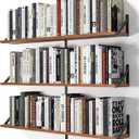 Heimlove Floating Shelves for Wall, 36 Inch Long Wood Floating Bookshelf Set of 3, Wall Mounted Hanging Shelf for Bathroom Bedroom Kitchen, Rustic Brown, 35.43"W x 5.9"D x 5.4"H,Set of 3