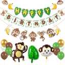 Pirese Monkey Birthday Banner, Monkey Party Decorations, Jungle Birthday Party Decorations | Banana Party Decorations| Banana Birthday Decorations | Monkey Birthday Party Supplies | Monkey Decor