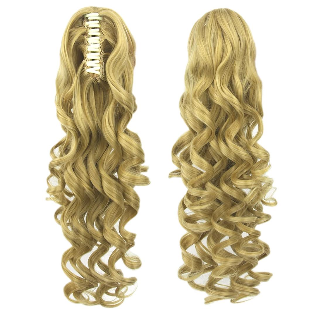 IMISSU Long Curly Claw Ponytail Clip On Hair Extension Pony Tail Hair Piece (Blonde 27/613)