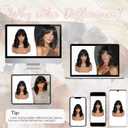 Black Wigs for Women Short Bob Wig with Bangs 14 Inch Black Mixed Brown Highlights Wigs Short Wavy Wigs Curly Shoulder Length Wigs Synthetic Hair Replacement Wigs for Holiday Daily Party Use