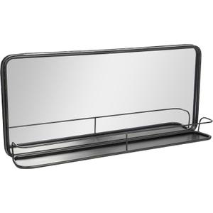 Creative Co-Op Rectangle Metal Framed Mirror with Shelf (35.9"L x 16"W, Black)