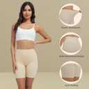 JTJFIT Women High-Waisted Slip Shorts for Under Dresses Seamless Short Boyshorts Smooth Panties Anti Chafing Underdress(Black+Beige, L) (L)