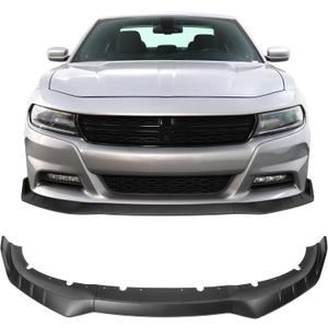 IKON MOTORSPORTS, Front Bumper Lip Compatible with 2015-2023 Dodge Charger, IKON V3 Style Matte Black ABS Front Air Dam Chin Spoiler Splitter 3PCS, 2016 2017 2018 2019 2020 2021