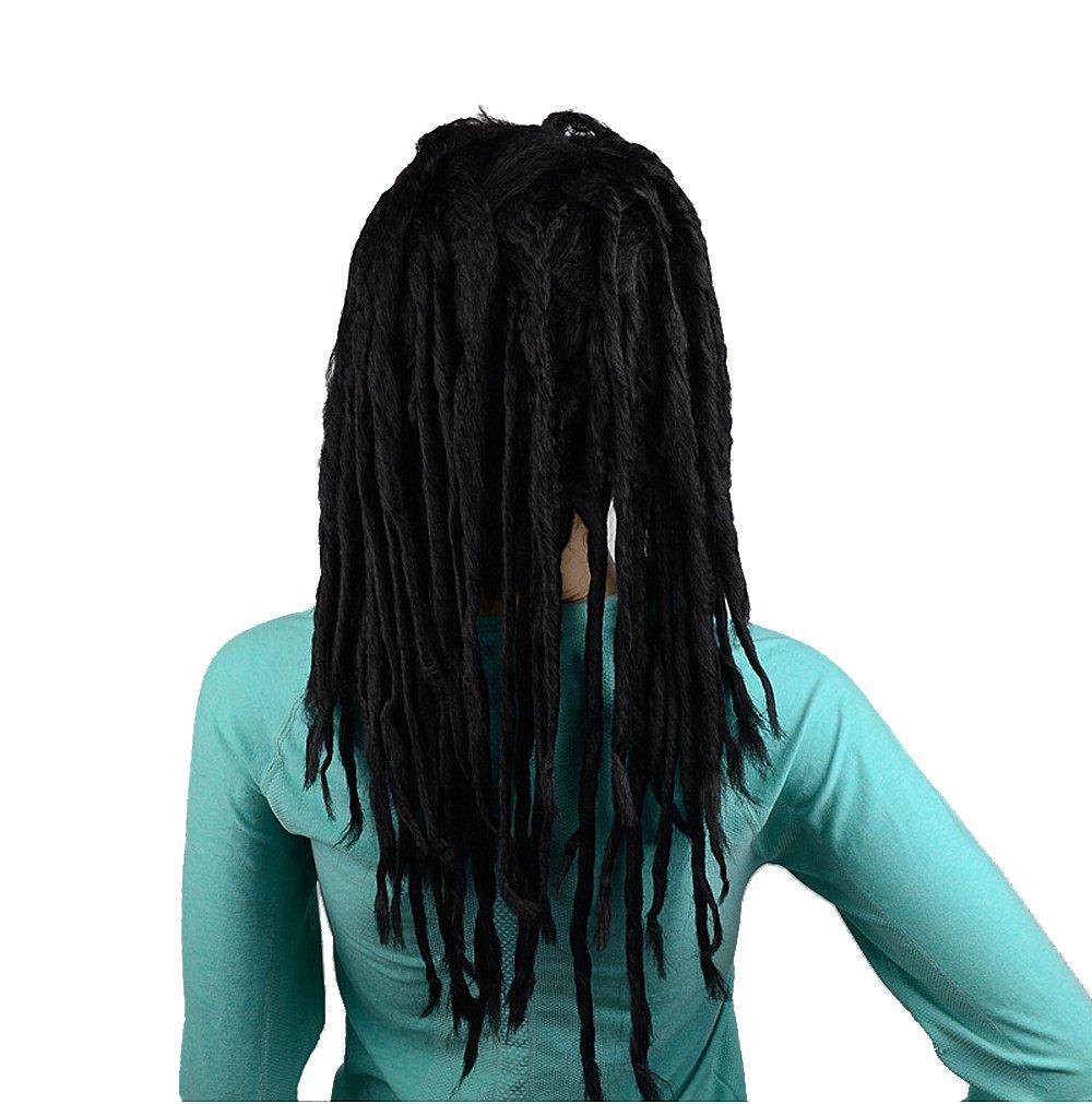 IMOSA Premade Synthetic Cosplay Reggae Dreadlocks Wig African American Wigs (Black wig)