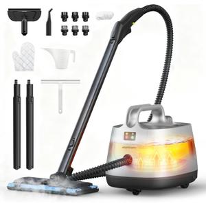 Steam Cleaner, 293F 58 PSI Powerful Multipurpose Handheld Steam Mop for Home Use, 21 Attachments, 50Oz Capacity, Heavy Duty Steamer for Carpets, Floors, Cars, Tiles, Crack Cleaning, White