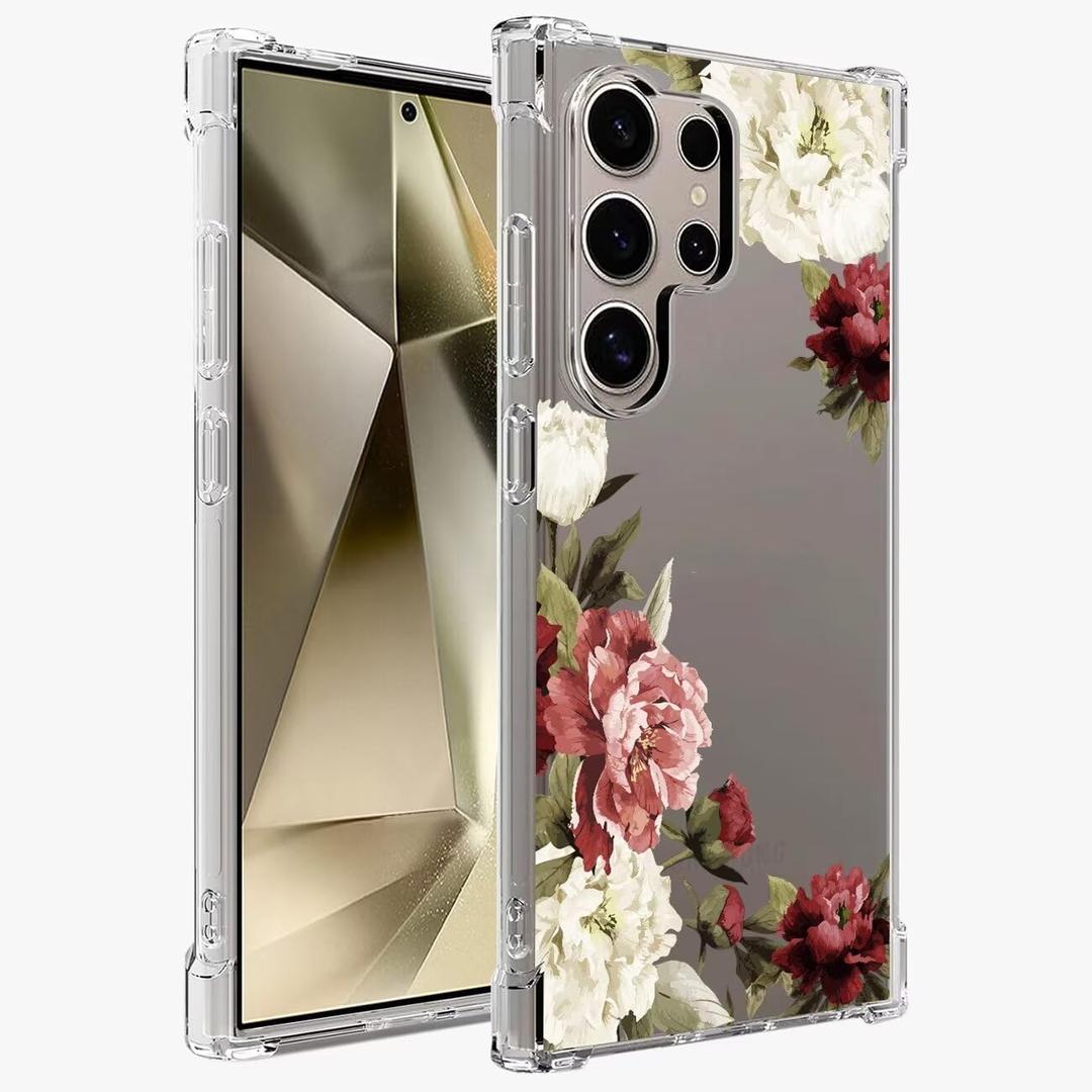 Phone Case for Galaxy S24 Ultra Case, Samsung S24 Ultra S928U Case Girls Women, Slim Shockproof Clear Floral Pattern Flexible TPU Protective Cover for Samsung Galaxy S24 Ultra, Blossom Flower