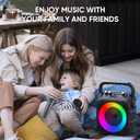 Karaoke Machine, Portable Bluetooth Speaker with 2 Wireless Microphones for Adults & Kids with Lights, Karaoke Microphone with PA System Supports USB/TF/REC/FM/AUX for Home Party Home System Packages