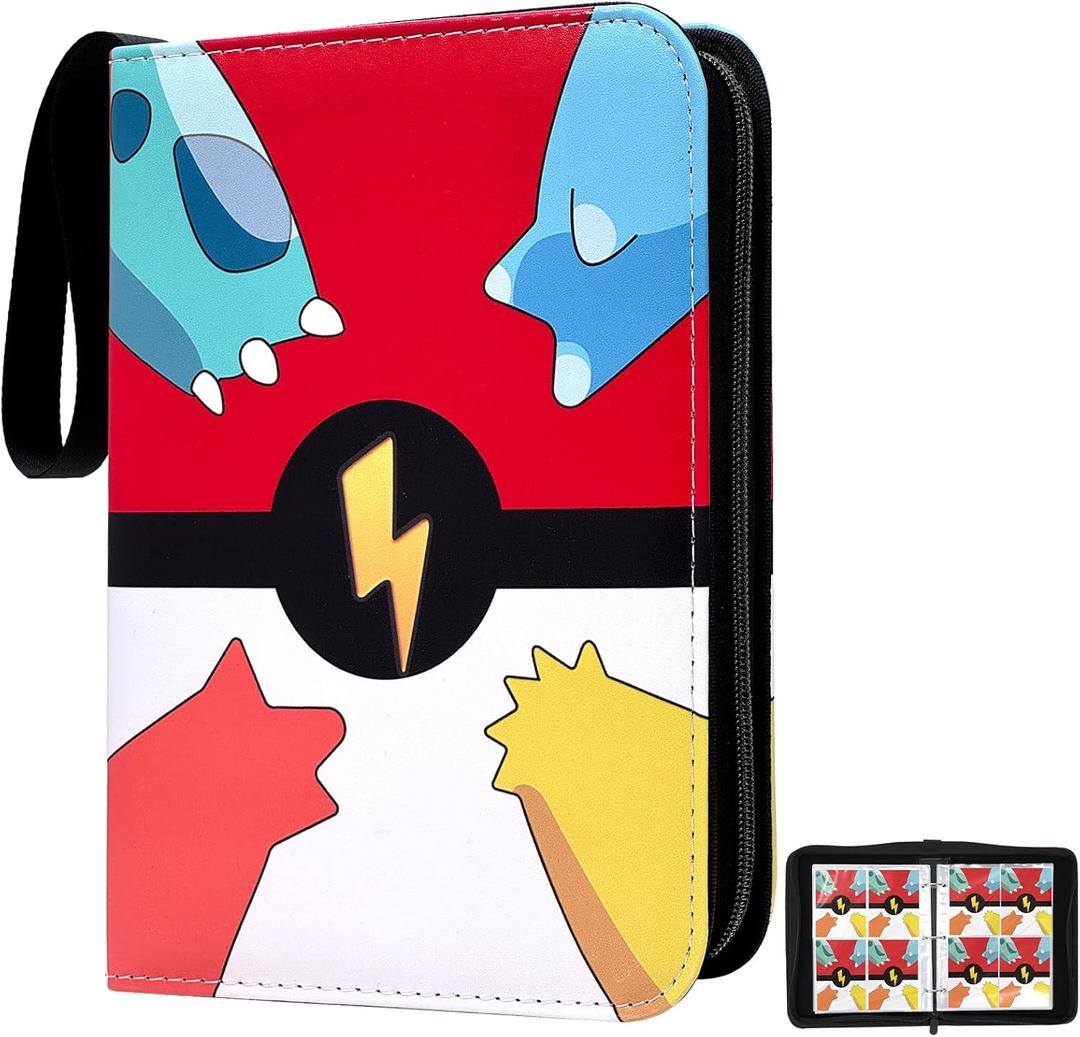 Trading Card Binder 4 Pocket, Card Binder 400 Pockets Card Book Holder with 50 Removable Sleeves, Portable Collectible Game Card Albums Gifts (Small)