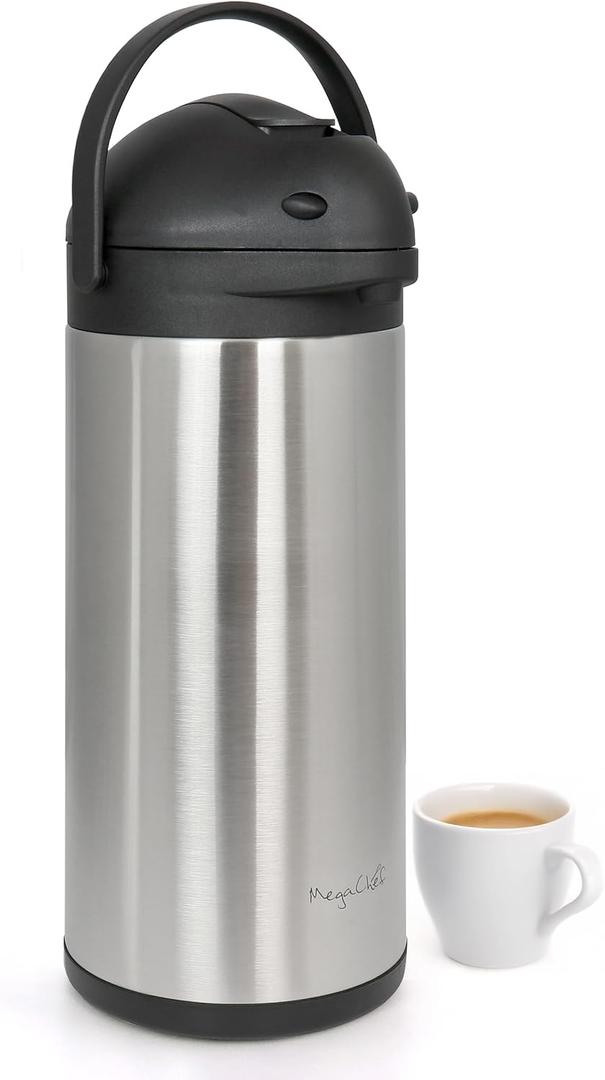 MegaChef 5 Quarts Stainless Steel Vacuum Body Pump Cap Air Pot