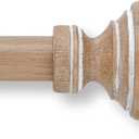MODE Farmhouse Collection 1 1/8" Diameter Curtain Rod Set with Porch Doorknob Curtain Rod Finials and Steel Wall Mounted Adjustable Curtain Rod, Fits 72 to 144 Windows, Weathered Oak