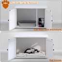 Timberer Cat Litter Box Enclosure, Litter Box Furniture Hidden with Removable Divider, Wooden Cat Washroom Furniture, Indoor Cat House, White