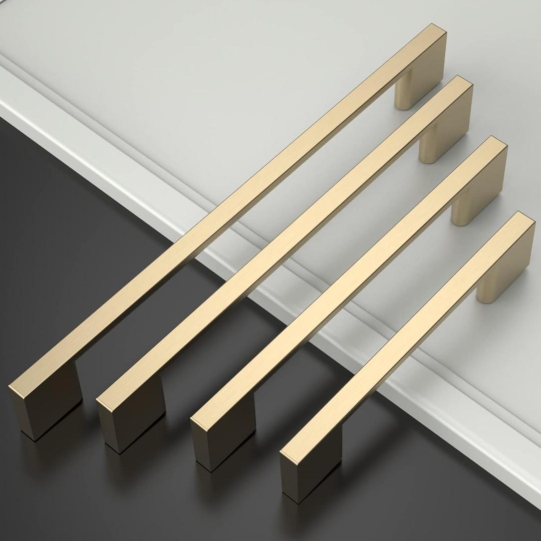 Amerdeco 6 Pack Brushed Brass Cabinet Pulls 12.6 Inch(320MM) Hole Centers Kitchen Cabinet Handles Cabinet Hardware Kitchen Handles for Cabinets Cupboard Handles Drawer Pulls ZH0060