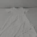 Zattcas Womens 2023 Smocked Maxi Dress Short Sleeve Vneck Casual Summer High Low Flowy Long Dress, White, Medium
