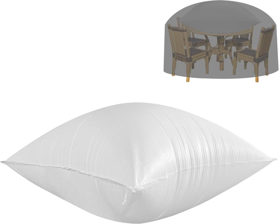 Adnee 46 x 37 Inch Patio Furniture Cover Airbag-Rectangle PP Patio Table Cover Air Pillow-Inflatable Outdoor Furniture Cover Support Prevents Leaves,Water and Snow Pooling (White)