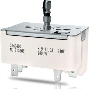 3149400 3148954 WP3149400 3148953 Range Surface Burner Infinite Switch for Large 8 Inch Burner Replace Parts: 2786 AP6007666 PS11740783 EAP11740783 310180 311846 311858 311859 Fits for Whirlpool