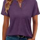 TICTICMIMI Women's V Neck Summer Tops Casual Short Sleeve T Shirts Basic Loose Fit Dressy Tees M
