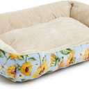 Vera Bradley Women's Fleece Plush Pet Bed, Sunflower Sky, Large - Extra Large