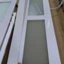 SMARTSTANDARD Bifold Door, for 60"x 80" Opening,Tempered Frosted Glass Closet Folding Barn Door with Hardware Kit, Water-Proof PVC Surface,Easy Install,White