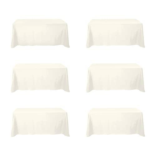 Amazon.com: BRILLMAX 6 Pack Ivory Tablecloths for 6 Foot Rectangle Tables 90 x 132 Inch - 6ft Rectangular Bulk Linen Polyester Fabric Washable Cloth Cover for Wedding Reception Banquet Birthday Party: Home & Kitchen