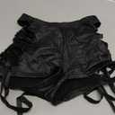 Verdusa Women's Cut Out PU Leather Shorts Slim Bodycon Bandage Hot Shorts Black, X-Small