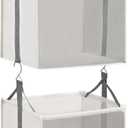 STORAGE MANIAC 2-Shelf Hanging Closet Organizer, Cloth Hanging Closet Shelf, Hanging Closets Baskets with Hooks for Dorm, Apt, Bedroom, College, Garment Rack, Wardrobe, Fabric with Mesh, Ivory