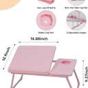 Lap Desk for Couch/Sofa/Floor, 5-Angle Adjustable Bed Desk with Foldable Legs &Cup Holder, Light Weight Bed Tray Table for Writing/Eating/Reading, Portable Laptop Stand for Adults, Kids