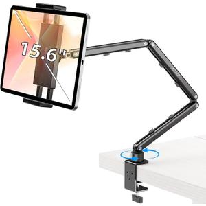 Urmust Tablet Stand for Desk, Adjustable iPad Holder for Bed, 360 Rotation, Sturdy Aluminum Tablet Arm Mount for 4.7"-15.6" iPad Pro/Air/Mini, iPhone, Galaxy Tab, for Kitchen, Work, Video Call