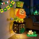 St. Patricks Day Decorations Outdoor, 32Inch Collapsible Lighted Up Leprechaun with Shamrock Hat,8 Lighting Modes,Leprechaun St. Patricks Day Dcor for Irish Garden Outdoor Indoor Yard Holiday