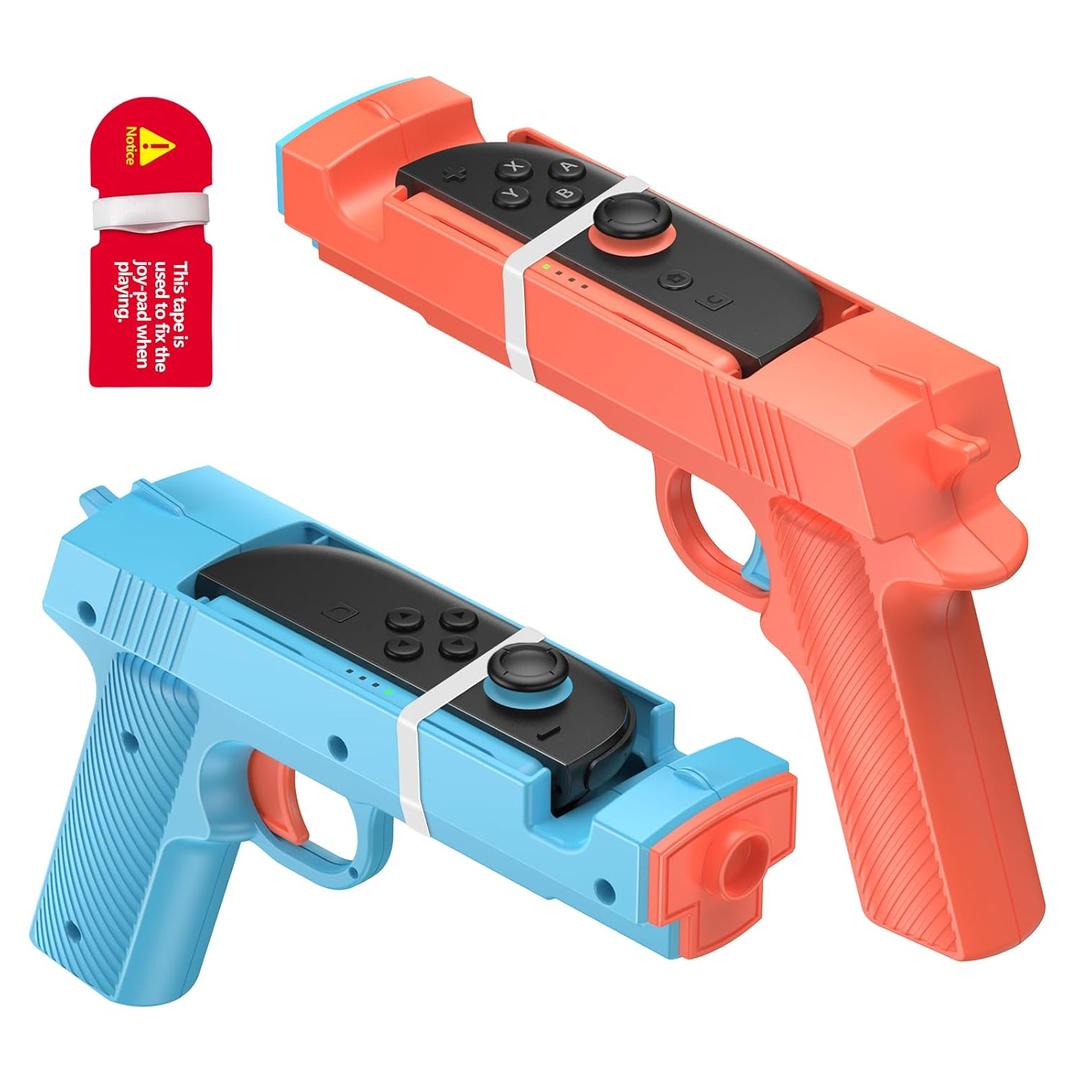 FASTSNAIL 2 Pack Gun Controller for Nintendo Switch 2 Joypad, Dual Trigger Shooting Gun Grip with Anti-Slip Design for Joycon2, for Big Buck Hunter, for House of the Dead & More (Not for Switch 1) (Blue&Orange)