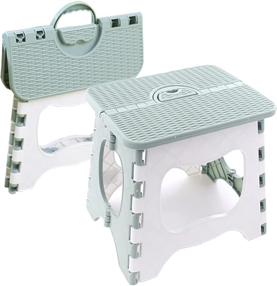 Folding Step Stool Compact Plastic Foldable Step Stool Holds Up to 300 lbs,12 inches,30cm,Non-Slip(Green) 1PCS (big)