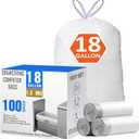 18 Gallon Drawstring Compactor Kitchen Trash Bags 100 CT Heavy Duty Liners